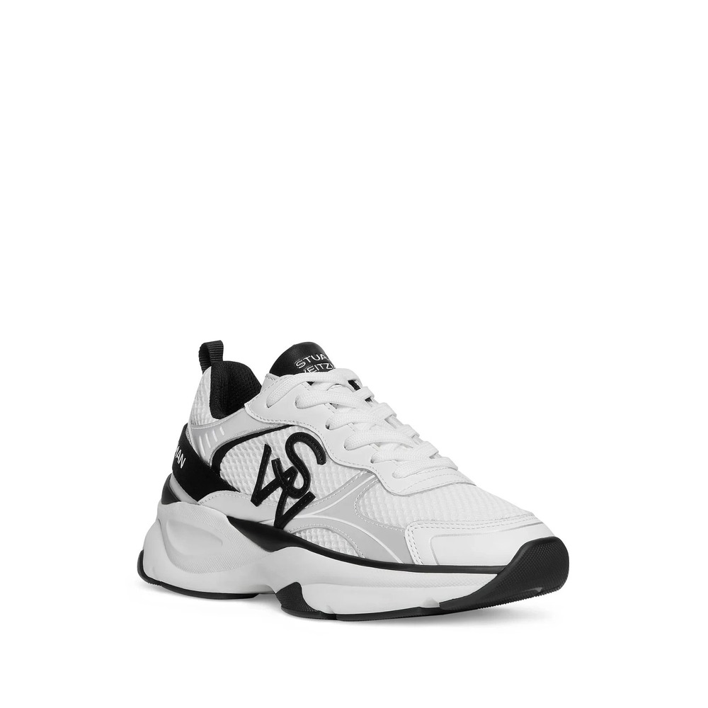 Stuart Weitzman Women SW Trainer Shoes Sneakers Sz 10 White Black Gray Low Italy